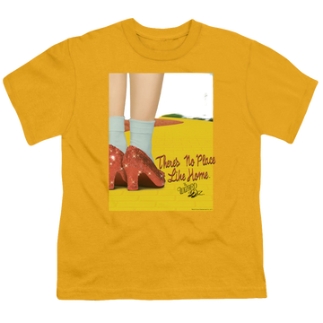 Gold kid's t-shirt for ages 4 to 7 with Wizard of Oz The Way Home graphic