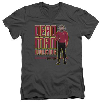 Charcoal men's v-neck t-shirt with Star Trek The Original Series Dead Man Walking graphic