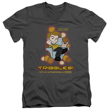 Charcoal men's v-neck t-shirt with Star Trek The Original Series Not As Frustrating graphic