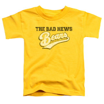 Yellow kid's t-shirt for ages 4 to 7 with The Bad News Bears Logo graphic