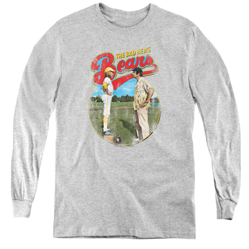 Athletic heather youth long sleeve t-shirt with The Bad News Bears Vintage graphic