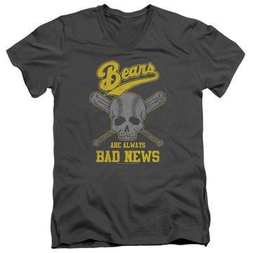 Charcoal men's v-neck t-shirt with The Bad News Bears Always Bad News graphic