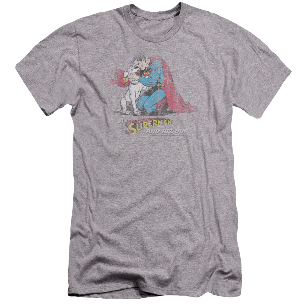 Superman And His Dog - Men's Premium Slim Fit T-Shirt