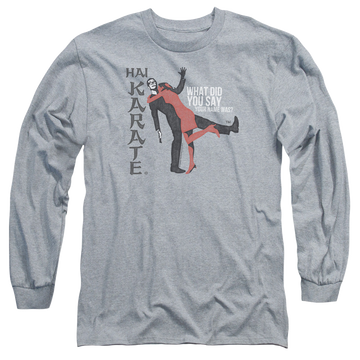 Athletic heather men's long sleeve t-shirt with Hai Karate Name graphic