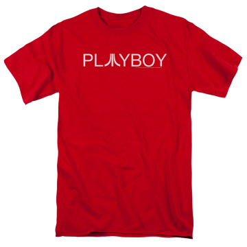 Red men's regular fit t-shirt with Atari Playboy graphic