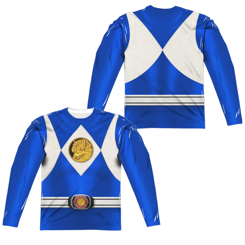 Mighty Morphin Power Rangers Blue Ranger Emblem (Front/Back Print) - Men's All-Over Print Long Sleeve Men's All-Over Print Long Sleeve Mighty Morphin Power Rangers