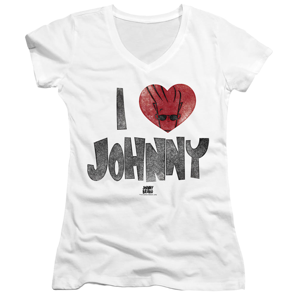 Johnny Bravo I Heart Johnny - Juniors V-Neck T-Shirt Juniors V-Neck T-Shirt Johnny Bravo