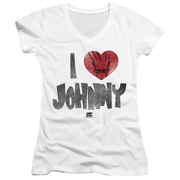 Johnny Bravo I Heart Johnny - Juniors V-Neck T-Shirt Juniors V-Neck T-Shirt Johnny Bravo