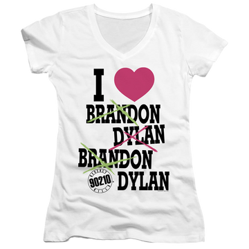 Beverly Hills 90210 I Heart 90210 - Juniors V-Neck T-Shirt Juniors V-Neck T-Shirt Beverly Hills 90210