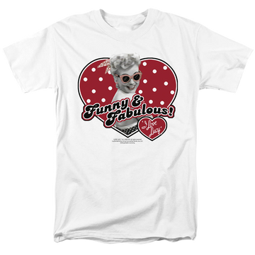 White men's regular fit t-shirt with I Love Lucy Funny & Fabulous graphic