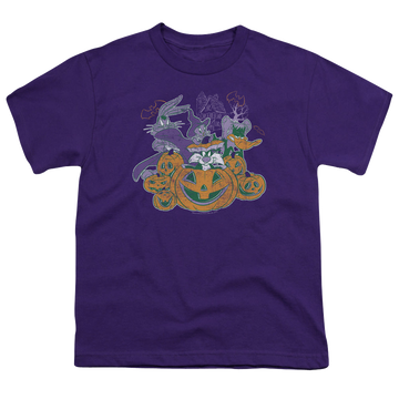 Purple youth t-shirt for ages 8 to 12 with Looney Tunes/Spooky Pals graphic