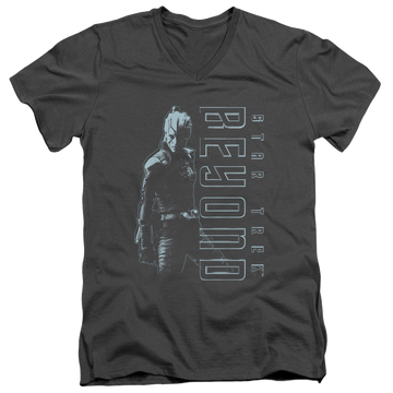 Charcoal men's v-neck t-shirt with Star Trek Beyond Jaylah graphic