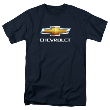 Navy men's regular fit t-shirt with Chevrolet Chevy Bowtie Stacked graphic