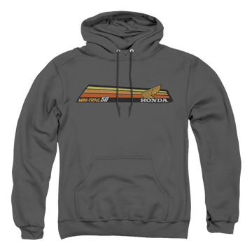 Charcoal pullover hoodie with Honda Mini-Trail 50 Stripe graphic