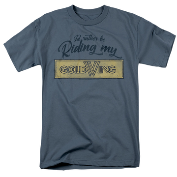 Slate men's regular fit t-shirt with Honda Rather Be Riding My Gold Wing graphic