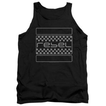Black men's tank with Honda Rebel Checkers Grey graphic