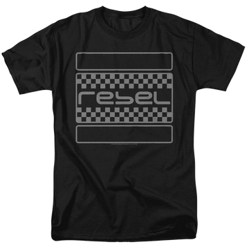 Black men's regular fit t-shirt with Honda Rebel Checkers Grey graphic