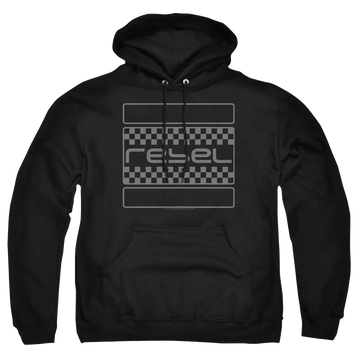 Black pullover hoodie with Honda Rebel Checkers Grey graphic