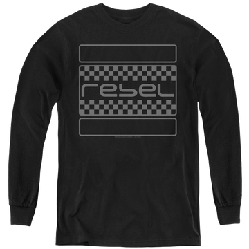 Black youth long sleeve t-shirt with Honda Rebel Checkers Grey graphic