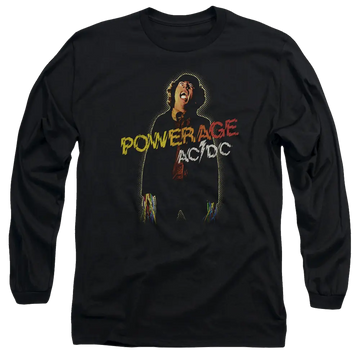 Black men's long sleeve t-shirt with AC/DC Powerage graphic