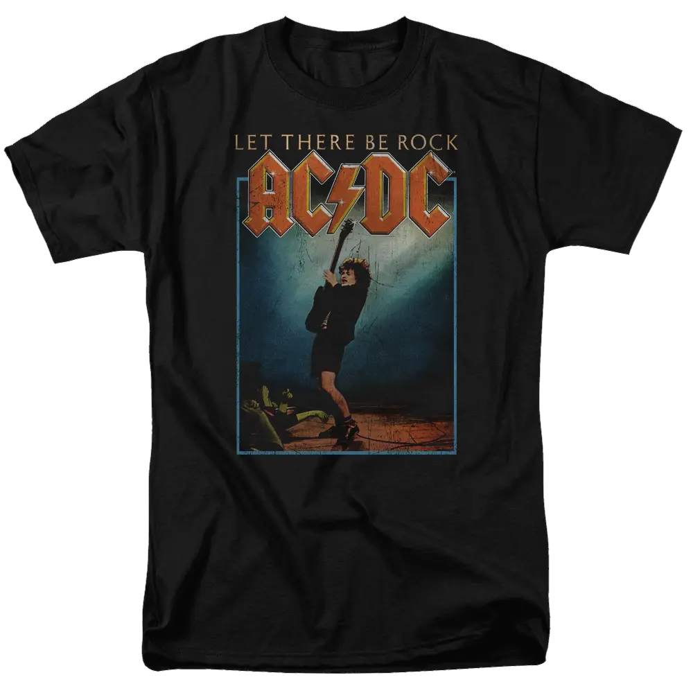 Black men's t-shirt with AC/DC Let There Be Rock graphic and band logo on front.