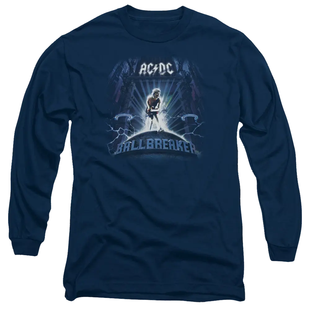 Navy long sleeve t-shirt with AC/DC Ballbreaker graphic and band logo on front.
