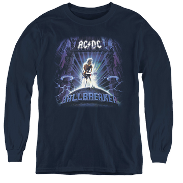 Navy youth long sleeve t-shirt with AC/DC Ballbreaker graphic