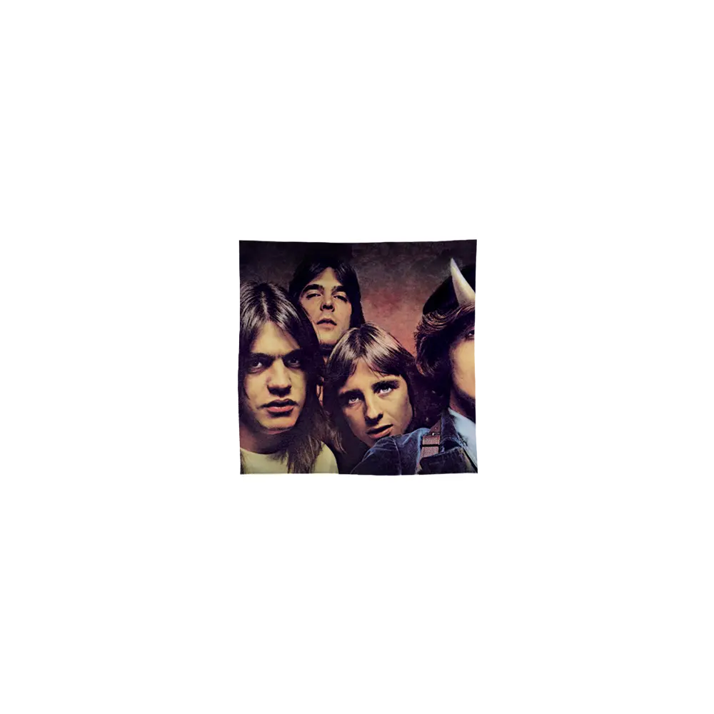 White body pillow with a vintage ACDC band photo in muted tones across the center.