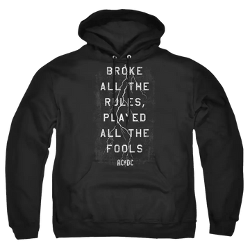 Black pullover hoodie with AC/DC Struck graphic