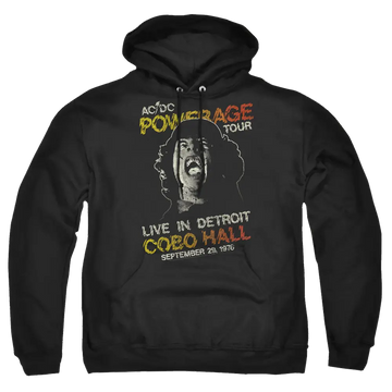 Black pullover hoodie with AC/DC Powerage Tour graphic