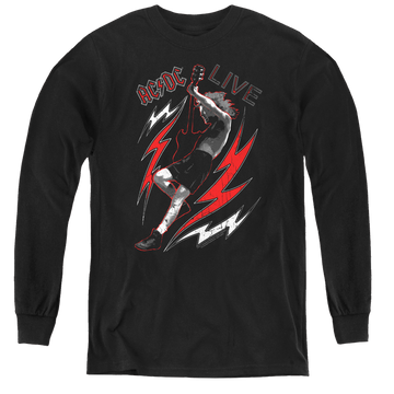 Black youth long sleeve t-shirt with AC/DC Live graphic