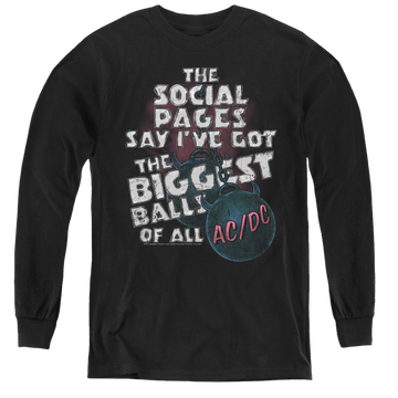 Black youth long sleeve t-shirt with AC/DC Big Balls graphic
