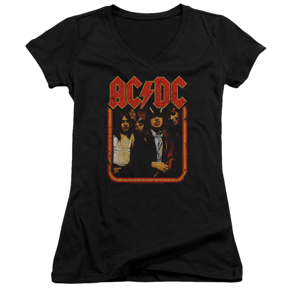 AC/DC Group Distressed - Juniors V-Neck T-Shirt Juniors V-Neck T-Shirt ACDC