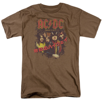 Safari green men's regular fit t-shirt with AC/DC Highway Kanji graphic