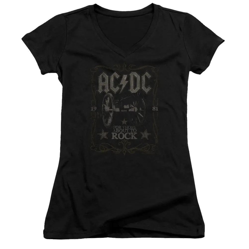 AC/DC Rock Label - Juniors V-Neck T-Shirt ACDC