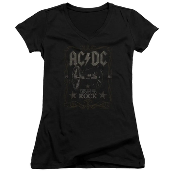 AC/DC Rock Label - Juniors V-Neck T-Shirt ACDC