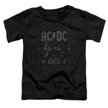 Black toddler t-shirt with AC/DC Rock Label graphic