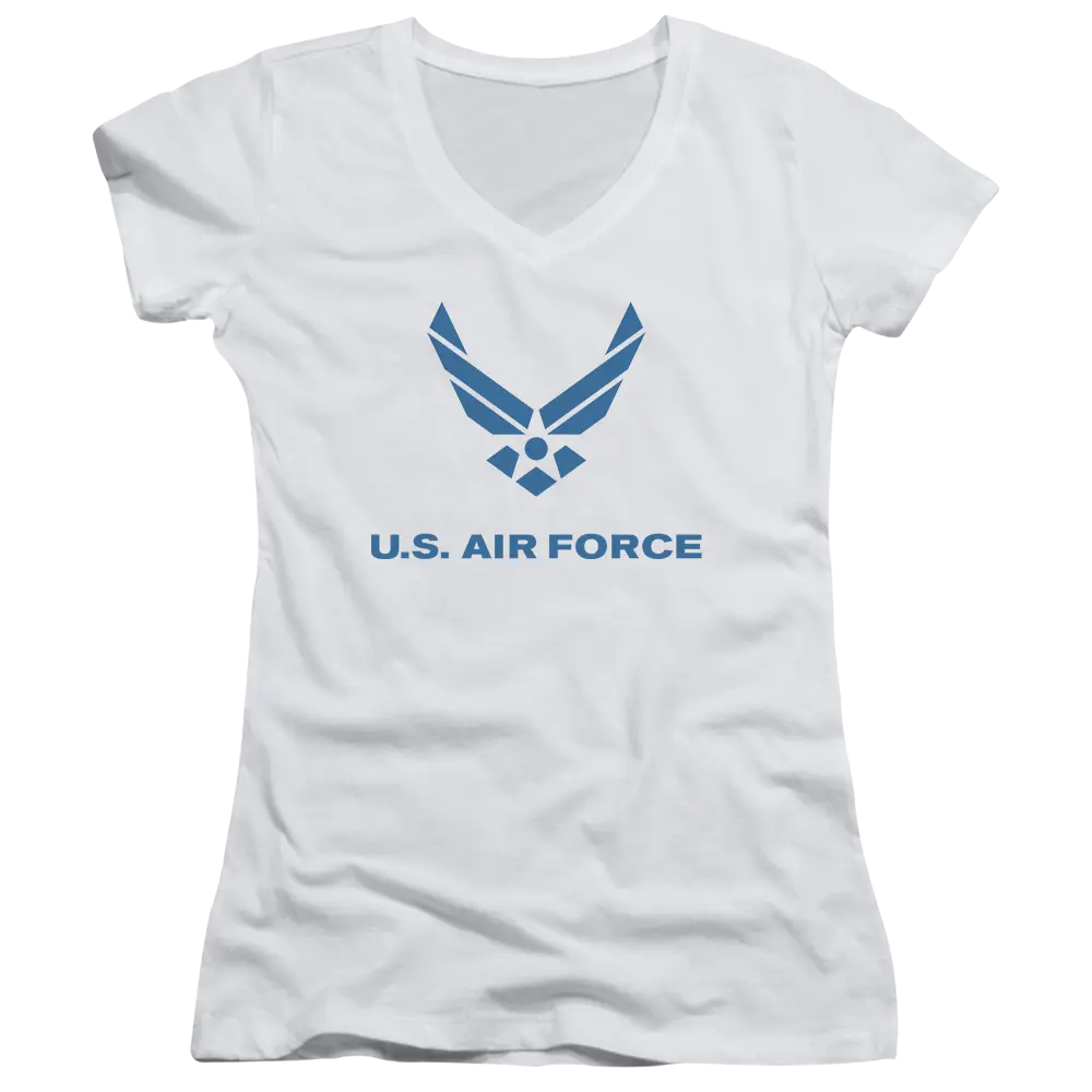Air Force Distressed Logo - Juniors V-Neck T-Shirt U.S. Air Force