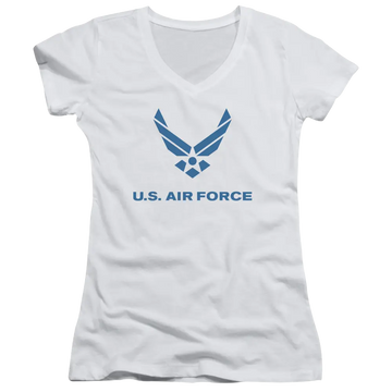 Air Force Distressed Logo - Juniors V-Neck T-Shirt U.S. Air Force