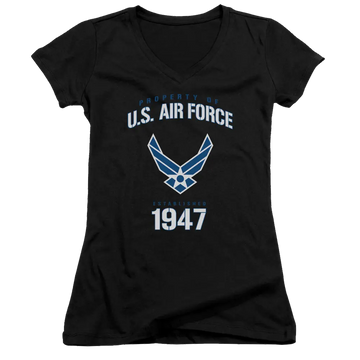Air Force Property Of - Juniors V-Neck T-Shirt U.S. Air Force