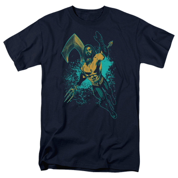 Navy men's regular fit t-shirt with Aquaman Movie Make A Splash graphic