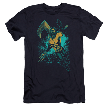 Navy men's premium slim fit t-shirt with Aquaman Movie Make A Splash graphic