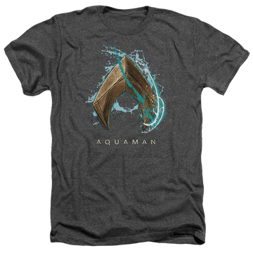 Charcoal men's heather t-shirt with Aquaman Movie Water Shield graphic