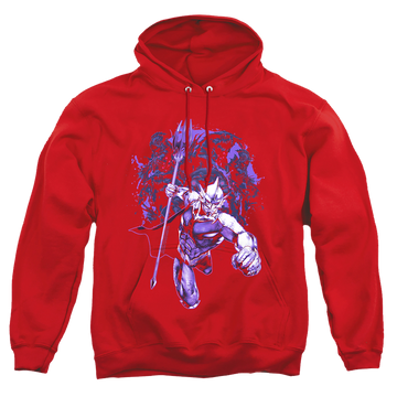 Navy pullover hoodie with Aquaman Movie Evil Doers graphic