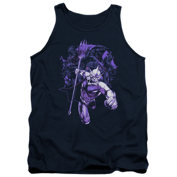 Navy men's tank with Aquaman Movie Evil Doers graphic