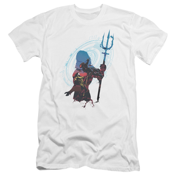 White men's premium slim fit t-shirt with Aquaman Movie Silhouette graphic