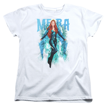 White women's t-shirt with Aquaman Movie Mera graphic