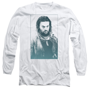 White men's long sleeve t-shirt with Aquaman Movie Salt Of The Sea graphic