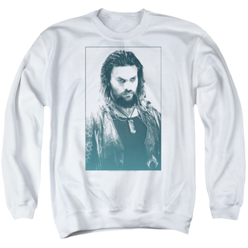 White men's crewneck sweatshirt with Aquaman Movie Salt Of The Sea graphic