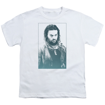 White youth t-shirt for ages 8 to 12 with Aquaman Movie Salt Of The Sea graphic